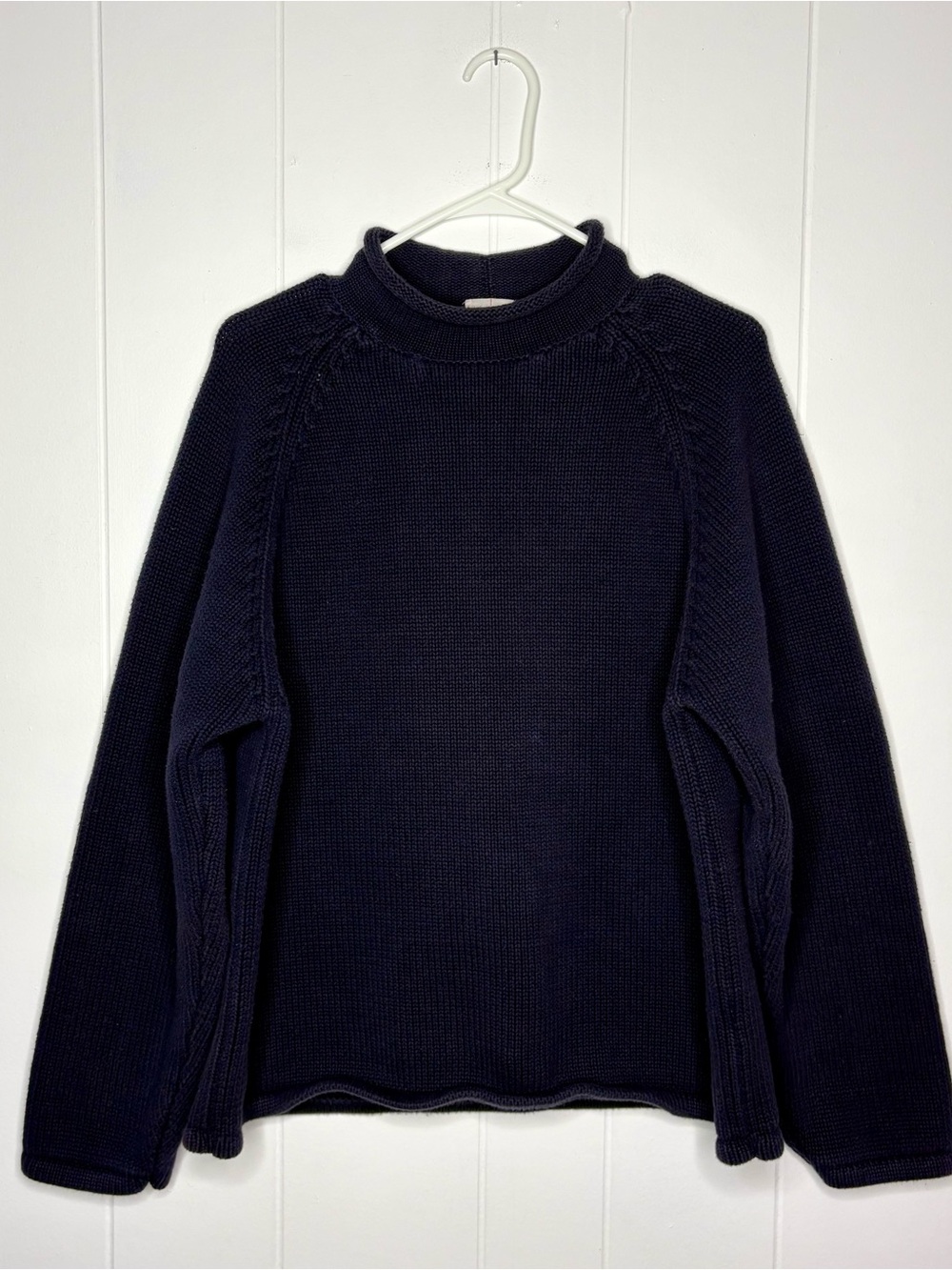 Vintage J.Crew Men's 1988 Rollneck Sweater Navy 90s Fisherman Oarsman Knit XL